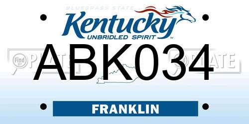 ABK034 Kentucky License Plate