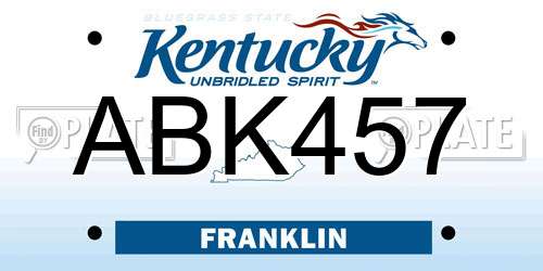ABK457 Kentucky License Plate