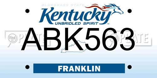 ABK563 Kentucky License Plate