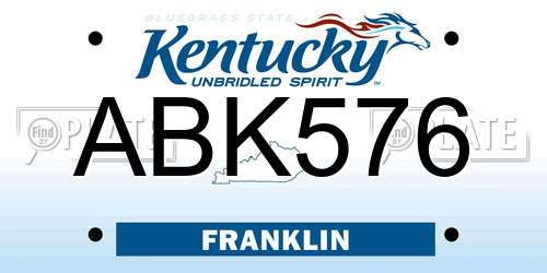 ABK576 Kentucky License Plate