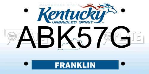 ABK57G Kentucky License Plate