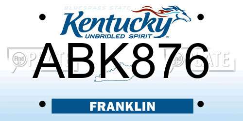 ABK876 Kentucky License Plate