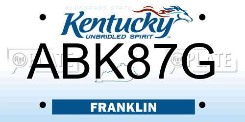 ABK87G Kentucky License Plate