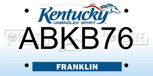 ABKB76 Kentucky License Plate