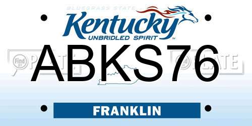 ABKS76 Kentucky License Plate