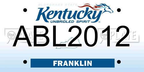 ABL2012 Kentucky License Plate