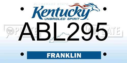 ABL295 Kentucky License Plate