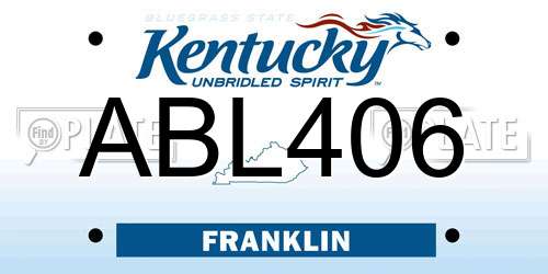 ABL406 Kentucky License Plate