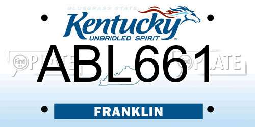 ABL661 Kentucky License Plate