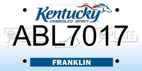 ABL7017 Kentucky License Plate