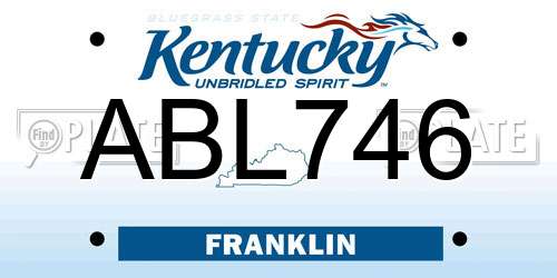 ABL746 Kentucky License Plate