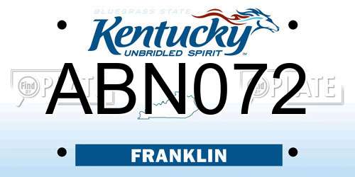 ABN072 Kentucky License Plate