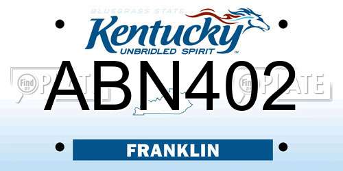 ABN402 Kentucky License Plate