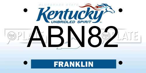 ABN82 Kentucky License Plate