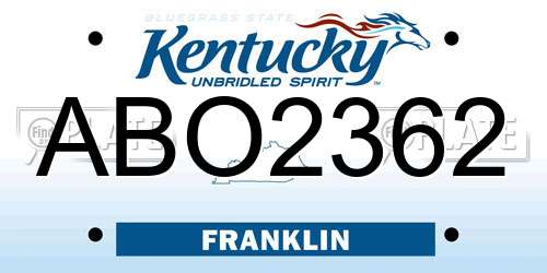 ABO2362 Kentucky License Plate