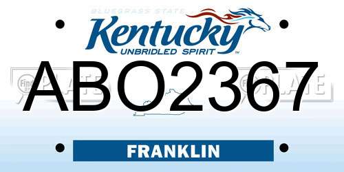 ABO2367 Kentucky License Plate