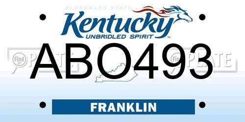 ABO493 Kentucky License Plate