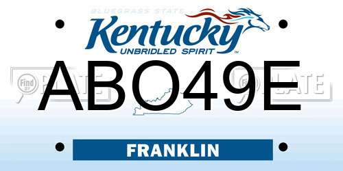 ABO49E Kentucky License Plate