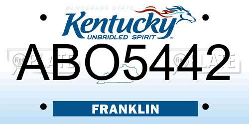 ABO5442 Kentucky License Plate