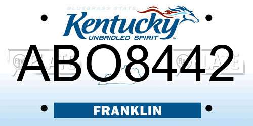 ABO8442 Kentucky License Plate