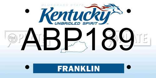 ABP189 Kentucky License Plate
