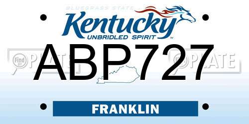 ABP727 Kentucky License Plate