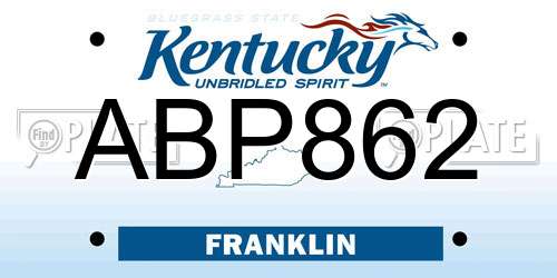 ABP862 Kentucky License Plate