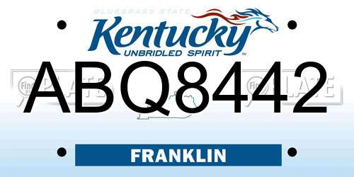 ABQ8442 Kentucky License Plate