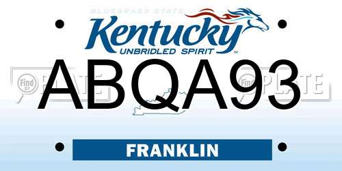 ABQA93 Kentucky License Plate