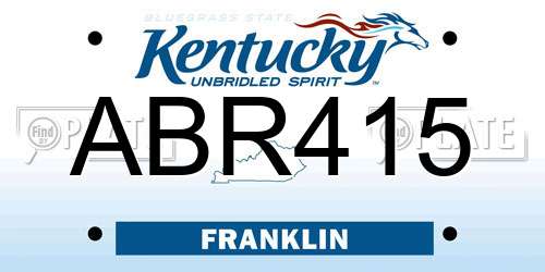 ABR415 Kentucky License Plate