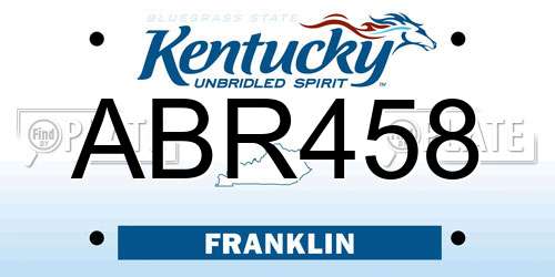 ABR458 Kentucky License Plate