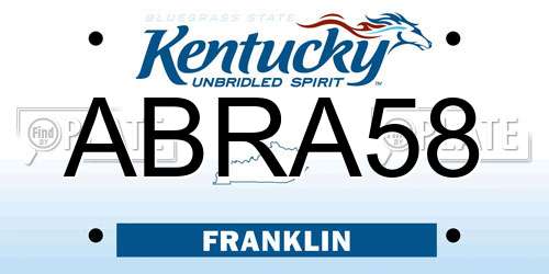 ABRA58 Kentucky License Plate