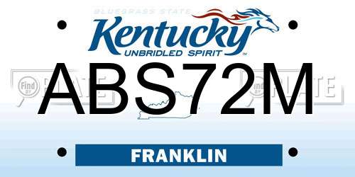 ABS72M Kentucky License Plate