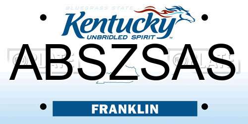 ABSZSAS Kentucky License Plate