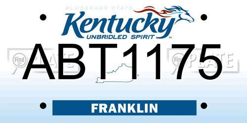 ABT1175 Kentucky License Plate