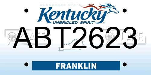 ABT2623 Kentucky License Plate