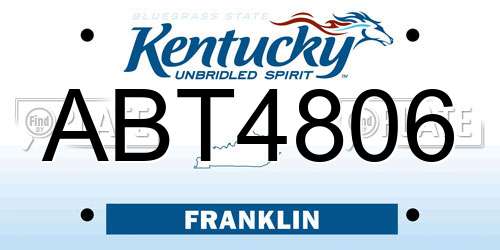 ABT4806 Kentucky License Plate