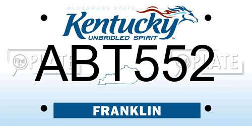 ABT552 Kentucky License Plate