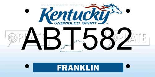 ABT582 Kentucky License Plate
