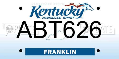 ABT626 Kentucky License Plate