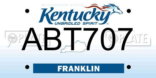 ABT707 Kentucky License Plate