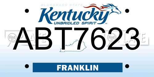 ABT7623 Kentucky License Plate