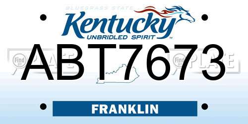ABT7673 Kentucky License Plate