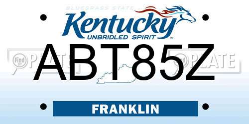 ABT85Z Kentucky License Plate