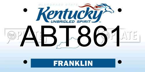 ABT861 Kentucky License Plate