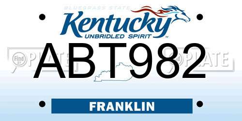 ABT982 Kentucky License Plate