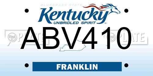 ABV410 Kentucky License Plate