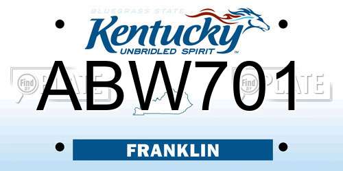 ABW701 Kentucky License Plate