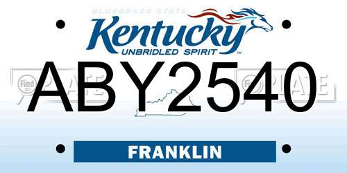 ABY2540 Kentucky License Plate