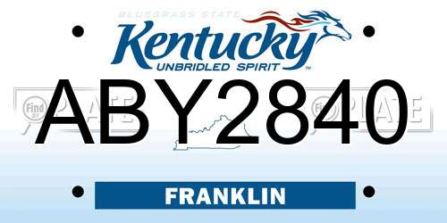 ABY2840 Kentucky License Plate